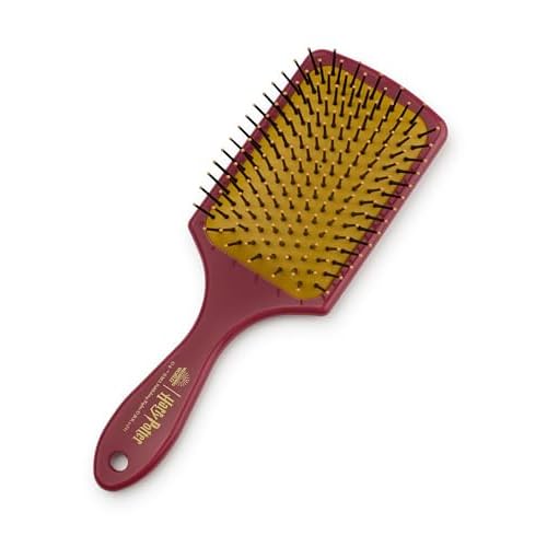 Harry Potter Women's Bobble and Paddle Hair Brush and Scrunchie Set | Adults Striped Print Brush with 3D Logo in Burgundy