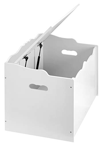 Kids Wooden Toy Storage Chest with Safety Lid - 30 x 18 x 19 Inches, White