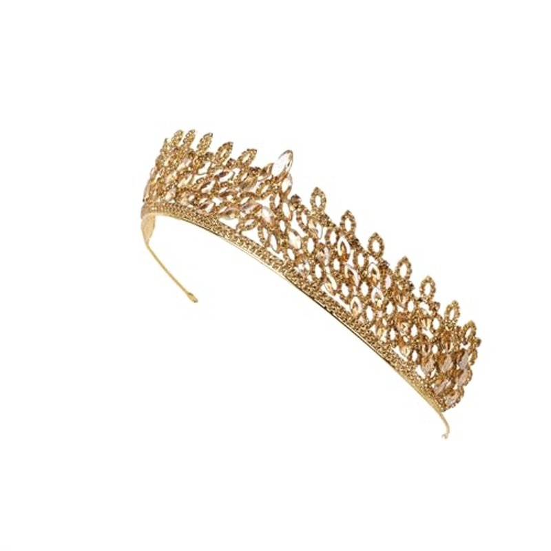 LIMELIA Women's Tiara, Crown for Henna Wedding Party | Glitter Hair Accessories for Bridal Birthday Pageant Prom Halloween Costume Christmas Party, Princess Crowns | Leaf Pattern - Honey