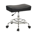 Heavy Duty Extra Wide Rolling Stool PU Leather Thickened Seat Cushion with Foot Rest Adjustable Height Swivel with Wheels for Spa Salon Tattoo Work Massage Barstool, Black, 1 Pack