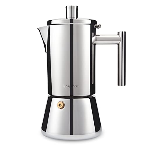 Stainless Steel 12-Cup Stovetop Espresso Maker - Silver 17.5 oz Induction Moka Pot