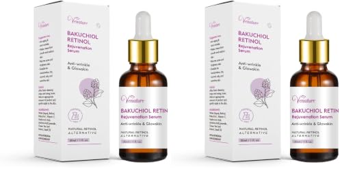 Bakuchiol Retinol Face Serum 1 Fl Oz Pack of 2 - Anti-Aging, Wrinkle Reduction