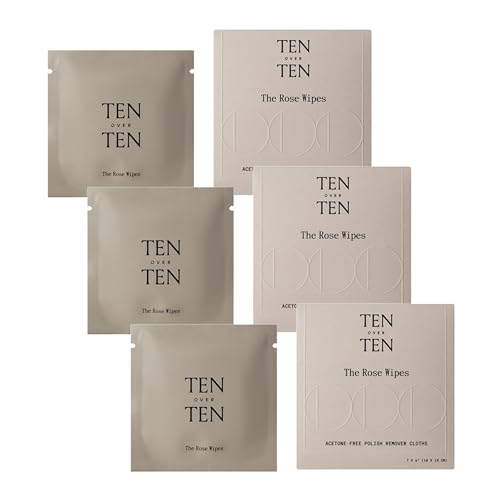 tenoverten - The Rose Wipes Acetone-Free Nail Polish Remover Cloths | Clean, Natural, Non-Toxic Nail Care (3 Boxes, 18 Wipes)