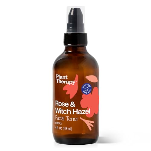 Plant Therapy Rose & Witch Hazel Facial Toner 4 oz, Alcohol Free Witch Hazel, Hydrating Toner, Pore Minimizer, Clear Skin