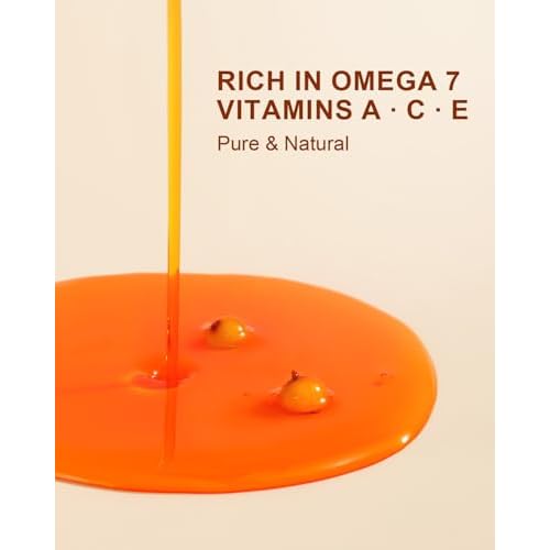 USDA Sea Buckthorn Oil Organic for Face Hair & Nails 2oz - 100% Cold Pressed Natural Facial Oils from SeaBuckthorn Berry for Deep Hydration & Skin Nourishment, aceite de espino amarillo organico
