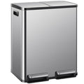 DUMOS Kitchen Trash Can, 2x8-Gallon Dual Can with Lid, Stainless