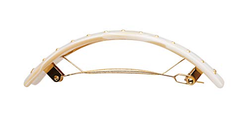 France Luxe Studded Rectangle Hair Barrette for Fine to Thick Hair - Alba Finish
