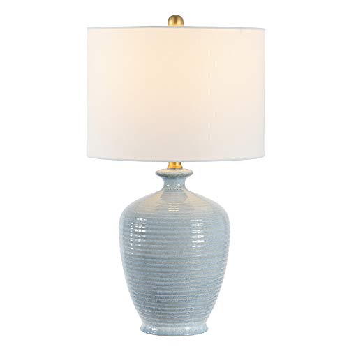 SAFAVIEH Henron 26-Inch Blue Ceramic Table Lamp with Fabric Shade