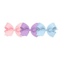 Wee Ones Girls' 3-Piece Solid Grosgrain Hair Clips Set - Large, Light Pink, Orchid, Blue