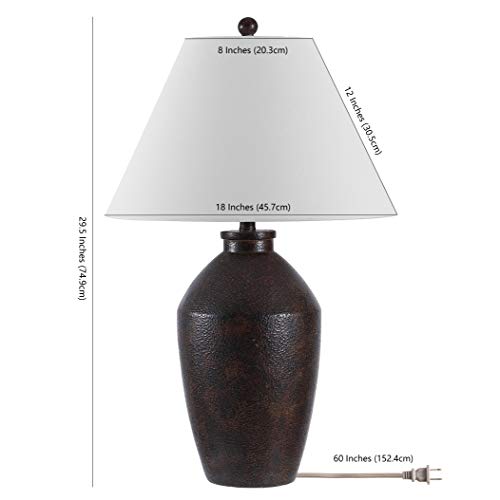 Rustic Farmhouse 30-inch Table Lamp with White Shade - Brown Resin Finish, LED Bulb Included