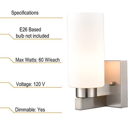 Modern Wall Sconces Set of 2 - Brushed Nickel Bathroom Vanity Lights