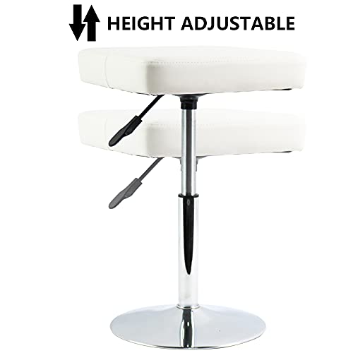 White Adjustable Salon Stool - Height-Adjustable Vanity & Barber Chair, Swivel, Small