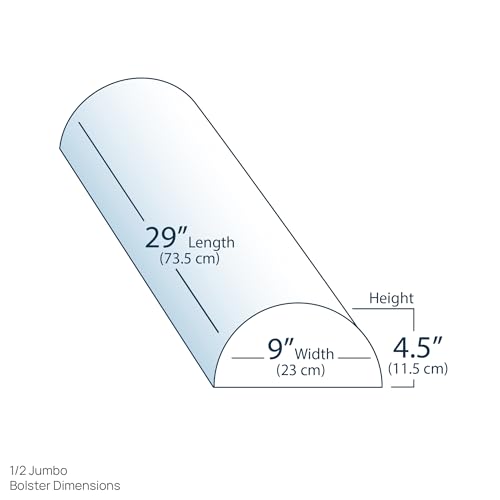 EarthLite Massage Bolster Pillow Half Jumbo – Durable, Easy to Clean 100% PU Upholstery incl. Strap Handle/Professional Quality CFC-Free/Back Pain Relief, Black