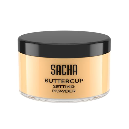 Sacha Buttercup Setting Powder – Medium to Deep Skin Tones, 1.75 oz, Long-Wear & Flashback-Resistant