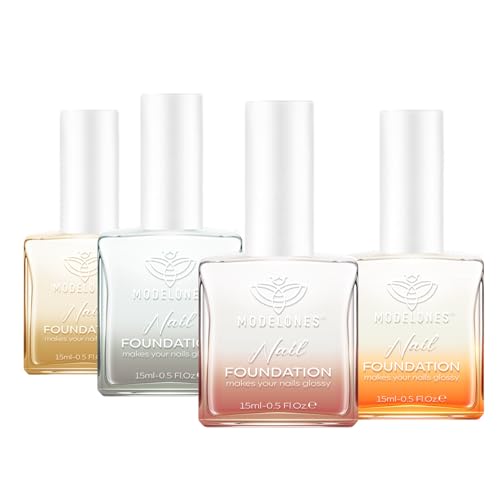 modelones Nail Strengthener and Growth Milky White Nail Polish Nail Repair for Damaged Nails for Thin Weak & Damaged Nail Care Kit for Women 4 Pcs Gifts Sets