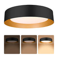 16.5-Inch Matte Black Flush Mount Ceiling Light with Gold Interior - Modern Minimalist Design