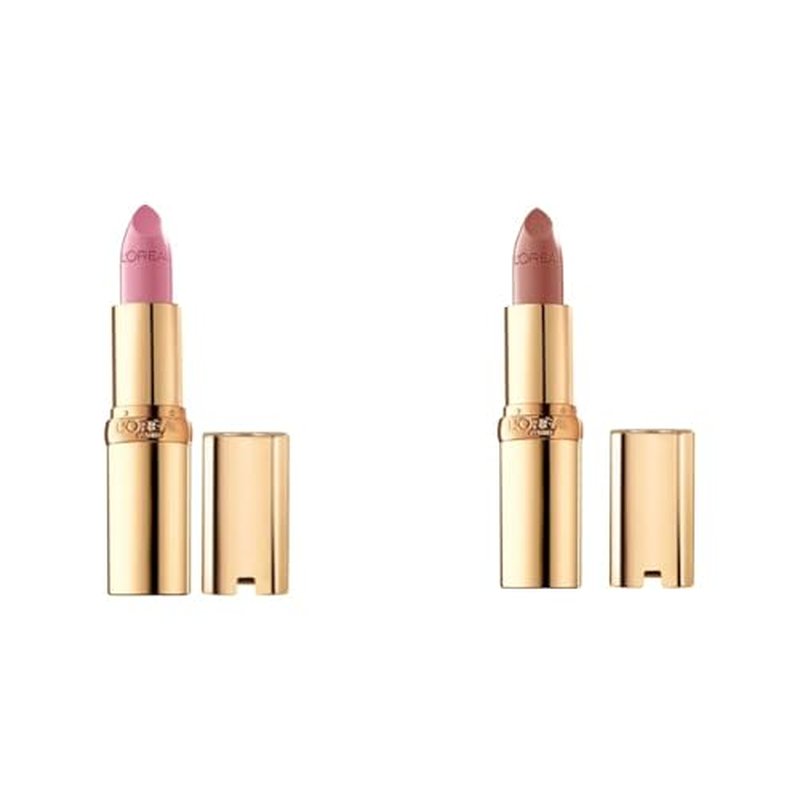 L'Or?al Paris Colour Riche Original Creamy, Hydrating Satin Lipstick Bundle with Argan Oil and Vitamin E, Tickled Pink, Fairest Nude, 1 Count Each