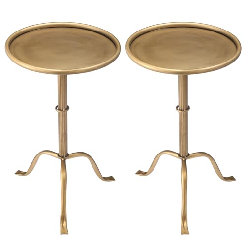RattanView Bronze Metal Martini Side Table 2 Pcs Small Round Drink Table