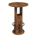 Rustic Brown Round Bar Table - 35.6" H Bistro Pub Table with Footrest