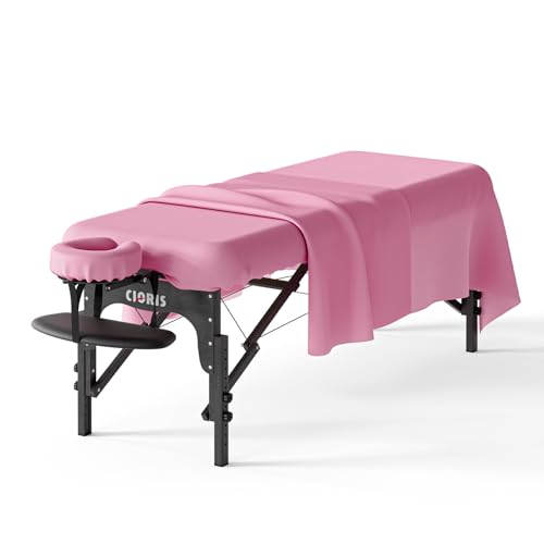 Massage Table Sheet Set - Pink, Microfiber, Fitted & Face Cover, 3-Piece