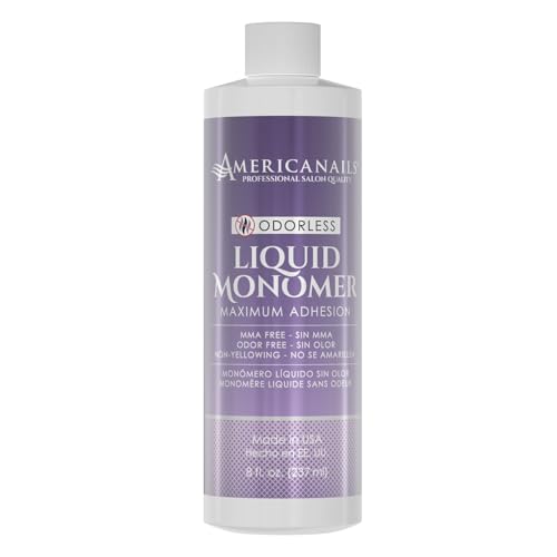 Americanails Odorless Nail Monomer Liquid 8oz - Maximum Adhesion Acrylic for Perfect Nail Enhancements