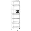 Heavy Duty 7-Tier Wire Shelving Unit - 78.8 Inches Chrome Storage Rack with Wheels