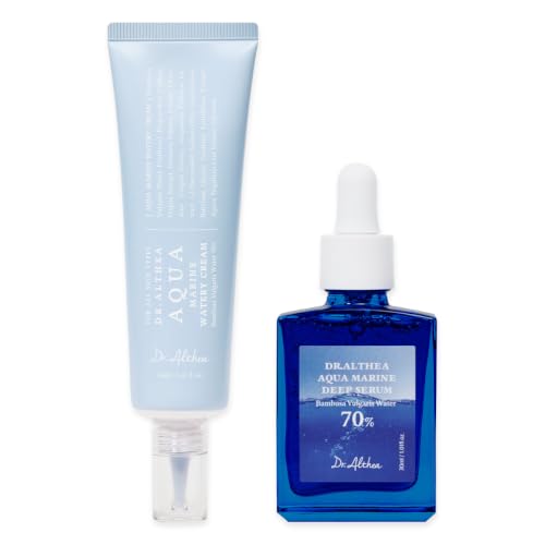 Deep Hydration Skin Care Set with Aqua Marine Cream & Serum - Korean Vegan Skincare Duo