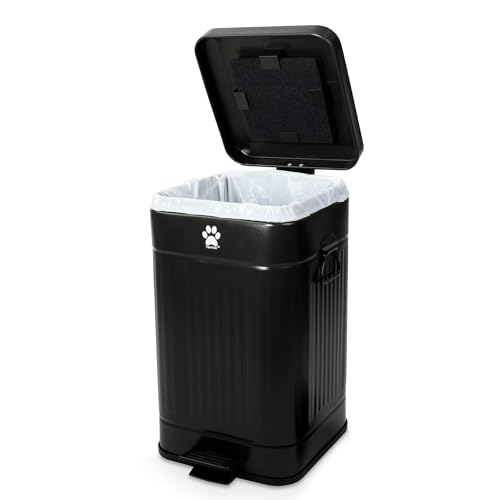 Nevink 12L Outdoor Dog Waste Trash Can with Lid, Odor Proof Foot Pedal, UV-Resistant Back Yard Waste Station (Black)