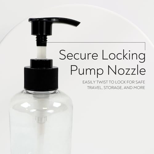 ReGar 36 Pack Empty Pump Bottles 8oz ? Clear Plastic Refillable Containers with Locking Pump Dispenser for Lotion, Shampoo, Soap, Oil, Cream, Conditioner, Travel Size Bulk Toiletry Bottles