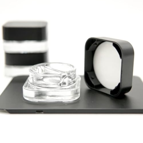 CannaAroma 60 Pack Black-Lid 7ml Dual-Compartment Square Glass Jars for Concentrates