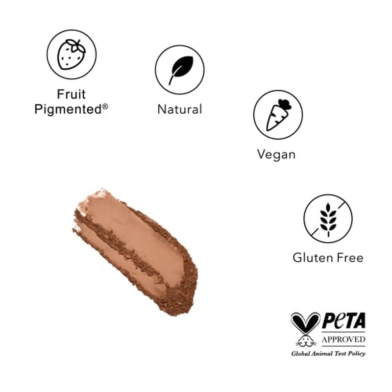 100% PURE Powder Foundation Matte Finish Face Makeup - Oil Absorbing Pressed Poreless Concealer - Vegan Fruit Pigmented Mousse Color (Tan-Deep Shade w/Yellow Undertones) - 0.32 Oz