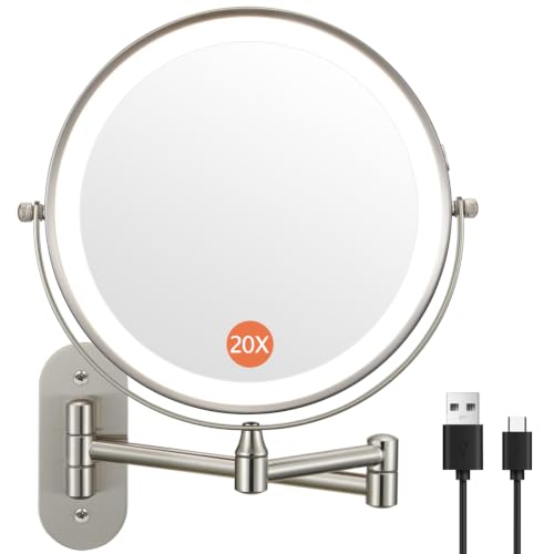 DECLUTTR 9-Inch Lighted Makeup Mirror with 1X/20X Magnification & Nickel LED Variation