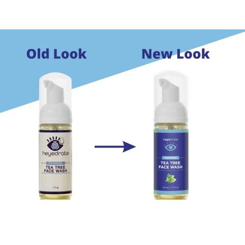 Heyedrate Foaming Tea Tree Face Wash & Eyelid Cleanser and Lid & Lash Cleanser Spray Bundle - Natural, Organic Cleanser with Aloe Vera - Gentle, Pure Hypochlorous Acid Spray for Eye Irritation (2oz.)