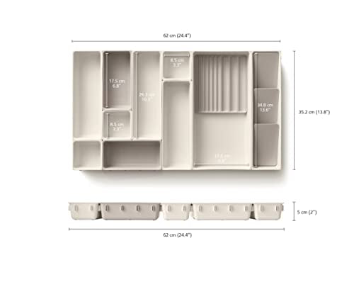Joseph Joseph Viva Modular Makeup Organizer Set - 12pc Drawer Storage with Compartments & Brush Holder