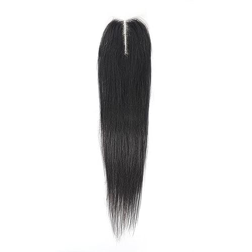 14-Inch Brazilian Virgin Human Hair Lace Closure Middle Part - Natural Black