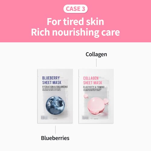Hydrating Face Mask Variety Pack - 40 Sheets with Aloe Charcoal Collagen & More - 1 Pack of 40