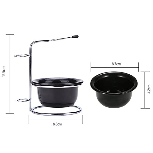 luzen Stainless Steel Shaving Bowl and Brush Stand, Professional 2 in 1 Shaving Stand Bowl Shaving Razor Brush Holder Grooming Tool Shaving Kit for Men