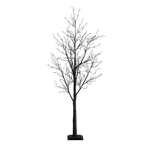 6ft Pre-Lit Halloween Black Twig Artificial Tree with Multicolor LED Lights