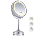 Super Zoom 15X Magnifying Makeup Mirror with Lights - 15X & 1X Make Up Vanity Mirror with 3 Lighting Modes, Rechargeable Battery with USB Cable - 8" Wide & 15" Tall (Chrome)