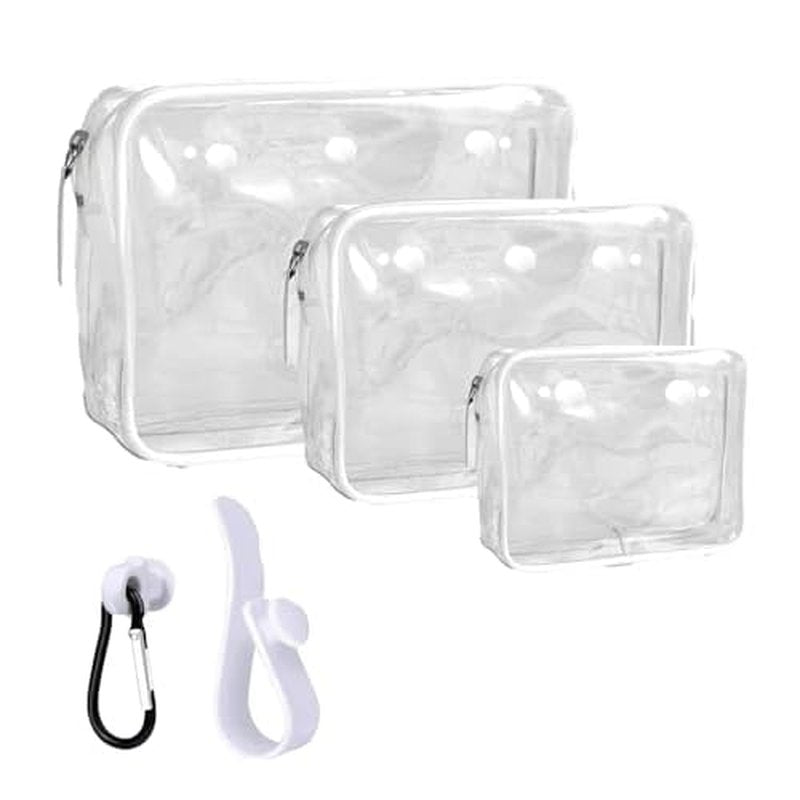 3 Packs Clear Beach Tote Bag Accessories Compatible with Bogg Bag Insert Bag Travel Cellphone Makeup Clean Toiletry Brush Organizer Cosmetic Divider Storage Inner Pouch