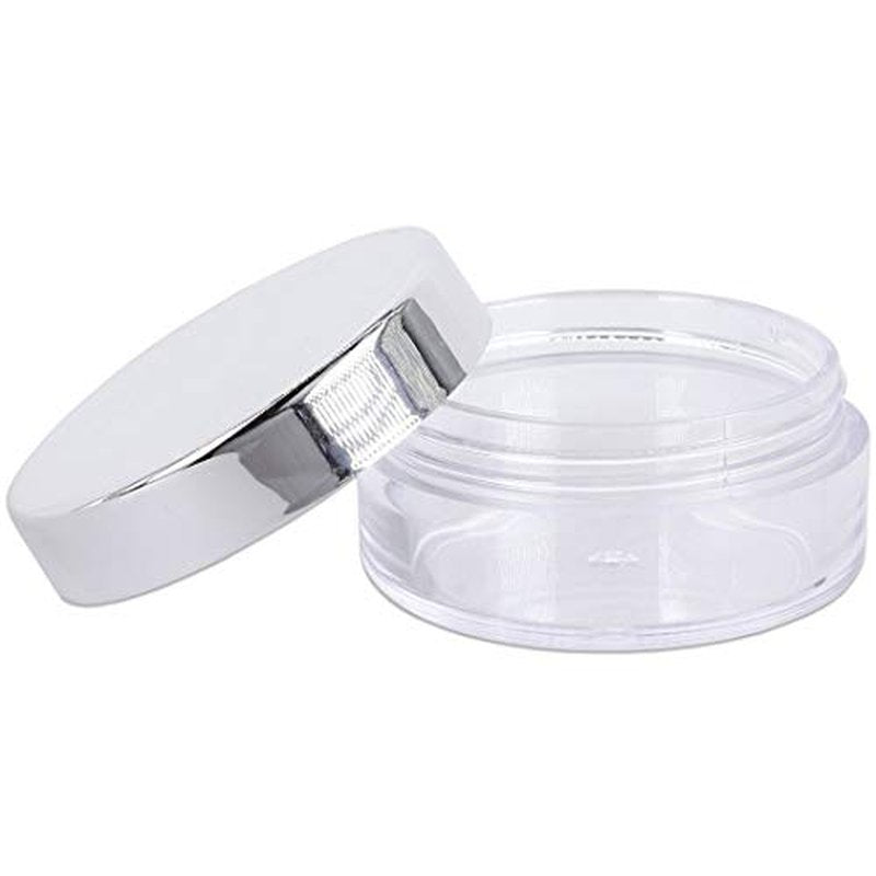 Beauticom 10g/10ml (0.35 Fl Oz) Round Clear Jars with Round Top Lids for Creams, Lotions, Make Up, Powders, Glitters, and more... (Color: Metallic Silver Lid, Quantity: 40 Pieces)