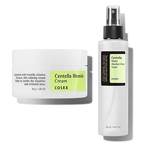 COSRX Acne Treatment Duo - Centella Blemish Cream & Alcohol-Free Toner for Sensitive Skin