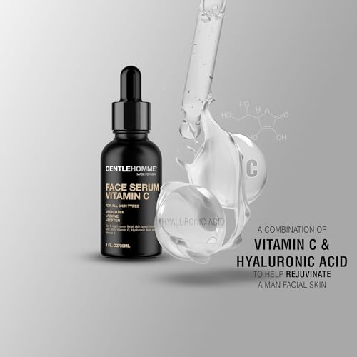 Men's Vitamin C Face Serum with Hyaluronic Acid & Vitamin E - Brightening & Hydrating - 1oz