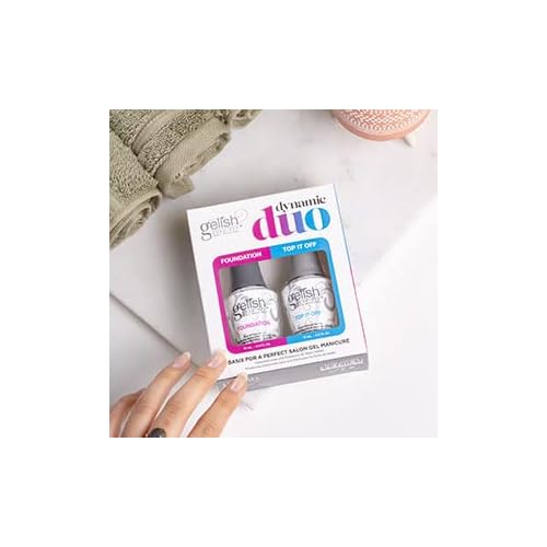 Gelish Dynamic Duo - Foundation Base & Top It Off Sealer Gel Set, Long-lasting, High-Shine Finish for Gel Manicures, Cures Fast in LED/UV Light, No Chips, Soak-Off, 15mL Each.