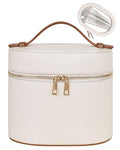Prite 2-Piece Beige-Brown Travel Makeup Bag Set with Clear Pouch for Women