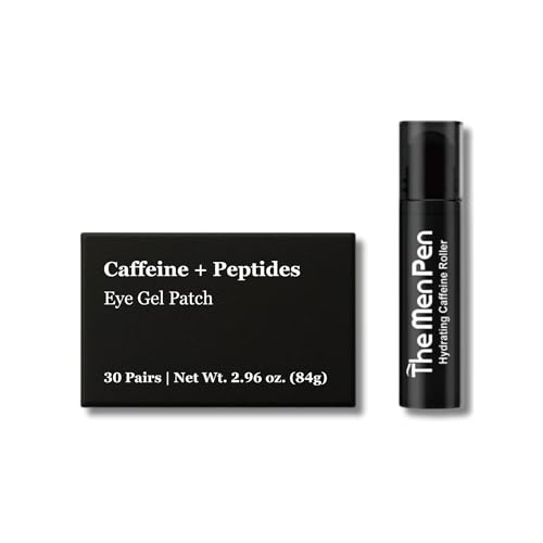 Men Pen Eye Revival Duo Caffeine Roller & Peptide Patches for Puffiness Dark Circles