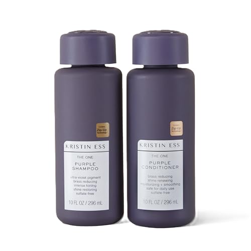 Kristin Ess Purple Shampoo & Conditioner Set 10 oz - Blonde, Brunette, Silver Hair Toning