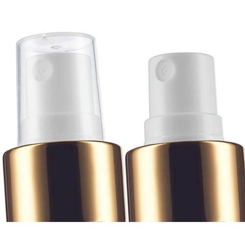 JUVITUS 8 oz Clear Natural Refillable Plastic Squeeze Bottle with Gold Metal Fine Mist Spray (12 pack)