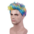 Rainbow Short Straight Synthetic Wig for Men & Boys - Cosplay & Party
