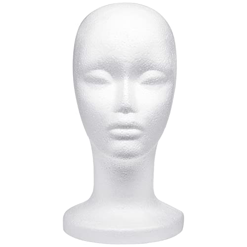 12 Inch Foam Wig Head Mannequin Display Stand for Hair, Hats, Glasses
